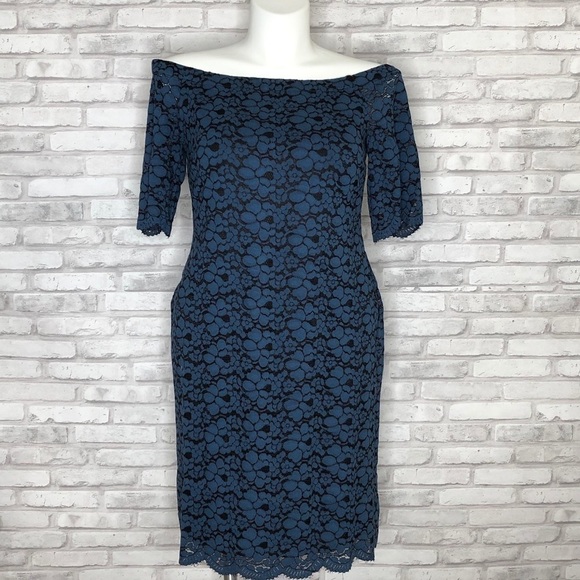 Lark & Ro blue & black lace dress, NWOT, 14 - Picture 3 of 7